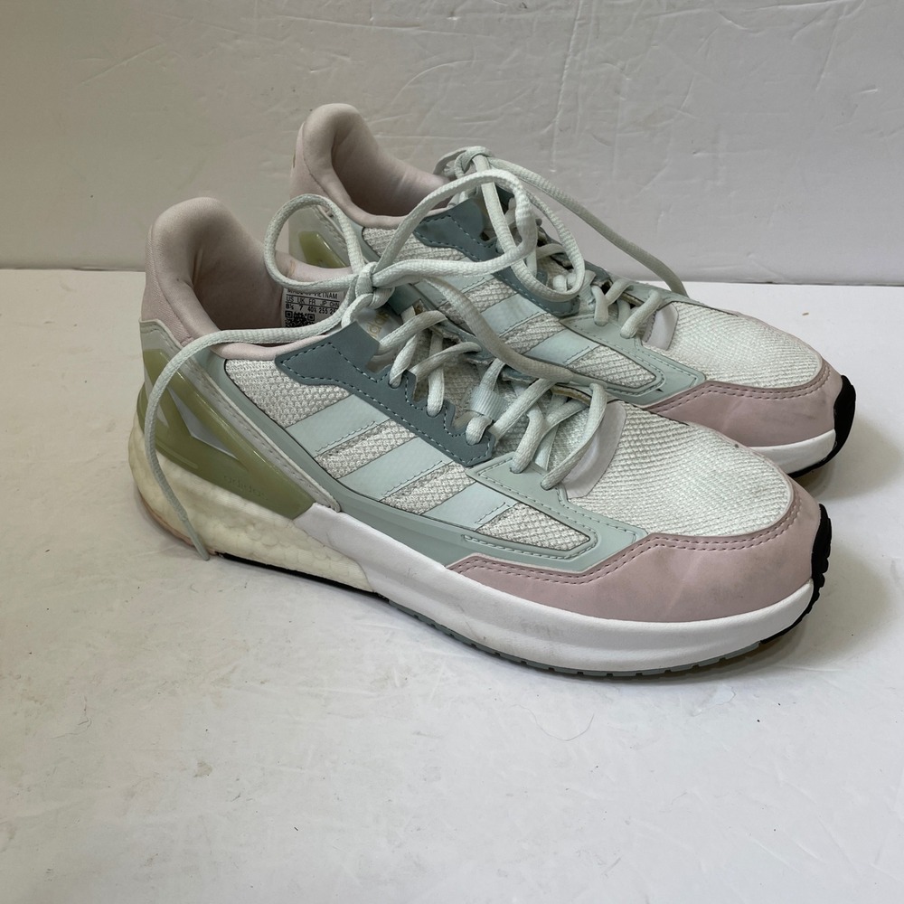ADIDAS SUPER BOOST NEBZED SNEAKERS IN WHITE AND PINK
